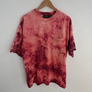 Custom Bleached Pocket T-Shirt in Pink and